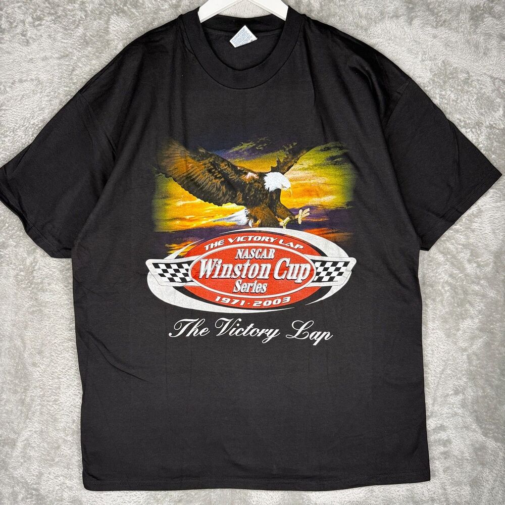 Vtg Nascar Winston Cup Series T-Shirt Mens 2XL Black Eagle Victory Lap 2003 USA